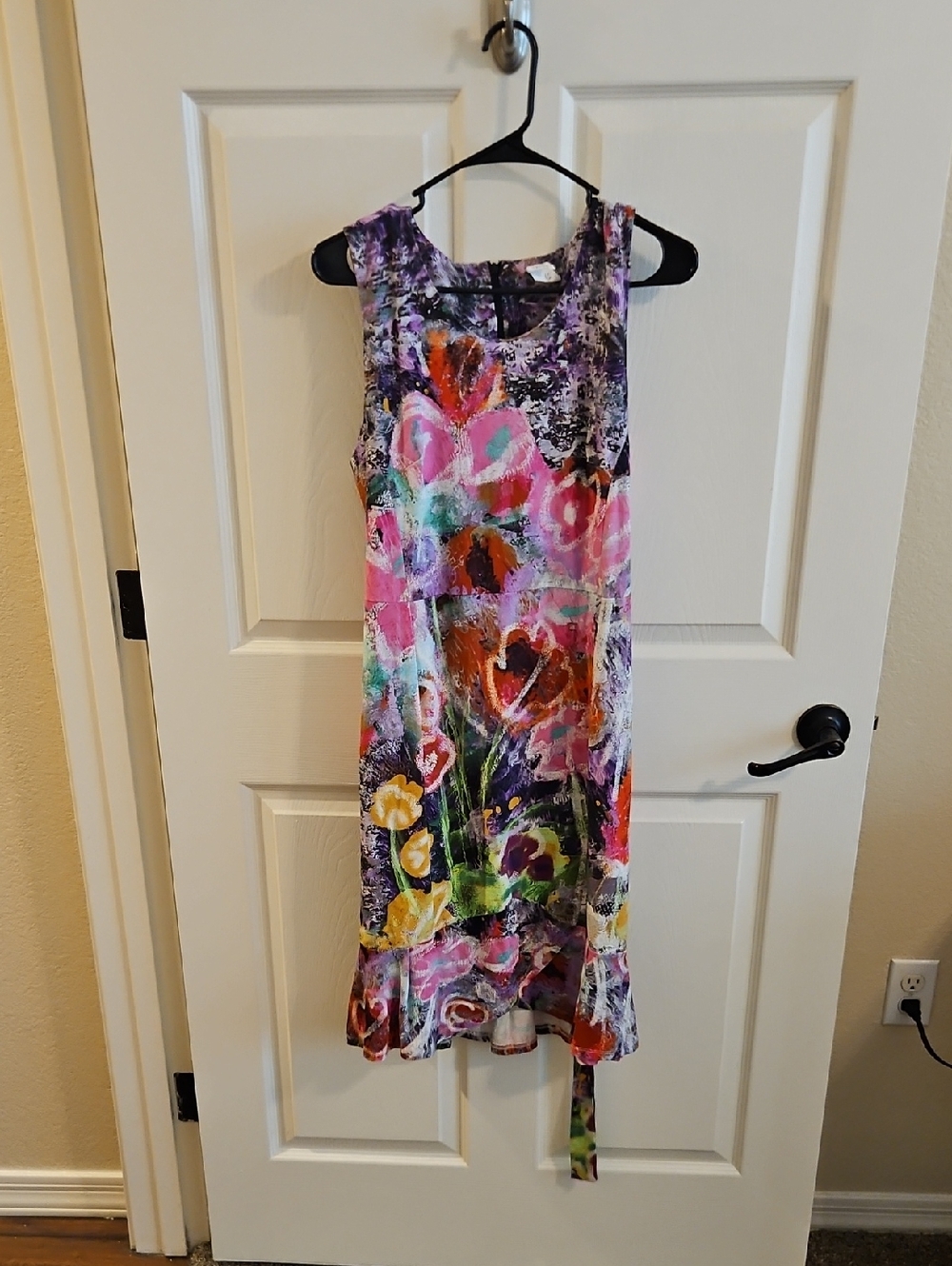 Art Simply Floral Graffiti Paint Dress, Size Large (US 12-14)